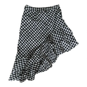 A New Day Target Black and White Plaid Gingham Asymmetrical Ruffle Skirt // Sz 4